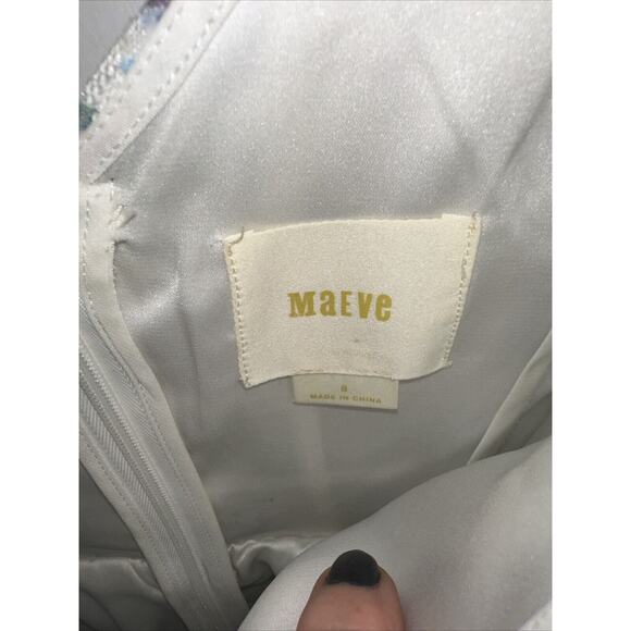 Anthropologie Maeve White Floral Party Peony Dress Wedding Aline Barbie 8 202 - Picture 7 of 9